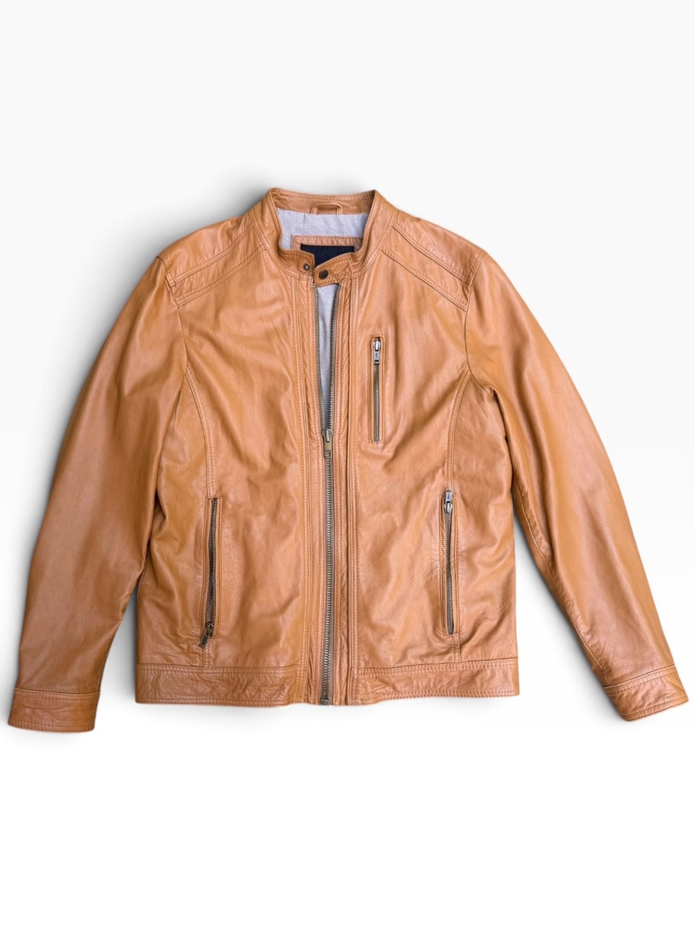 Vintage Wilsons Leather Men’s L Cognac Leather Moto Racer Jacket - Picture 3 of 15